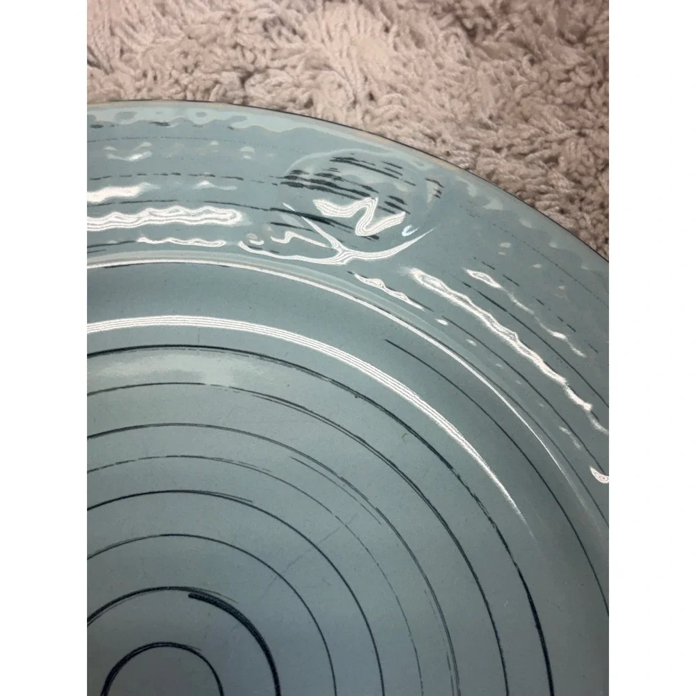 Pfaltzgraff Trellis Coastal Teal Salad Plates Set of 4 Starfish Shells 8.25in